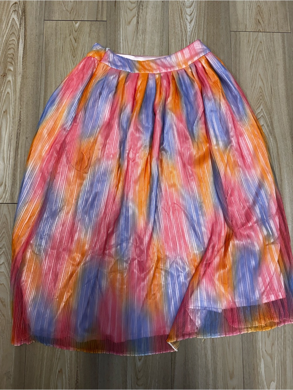 Multi-Color Pleated A-Line Midi Skirt